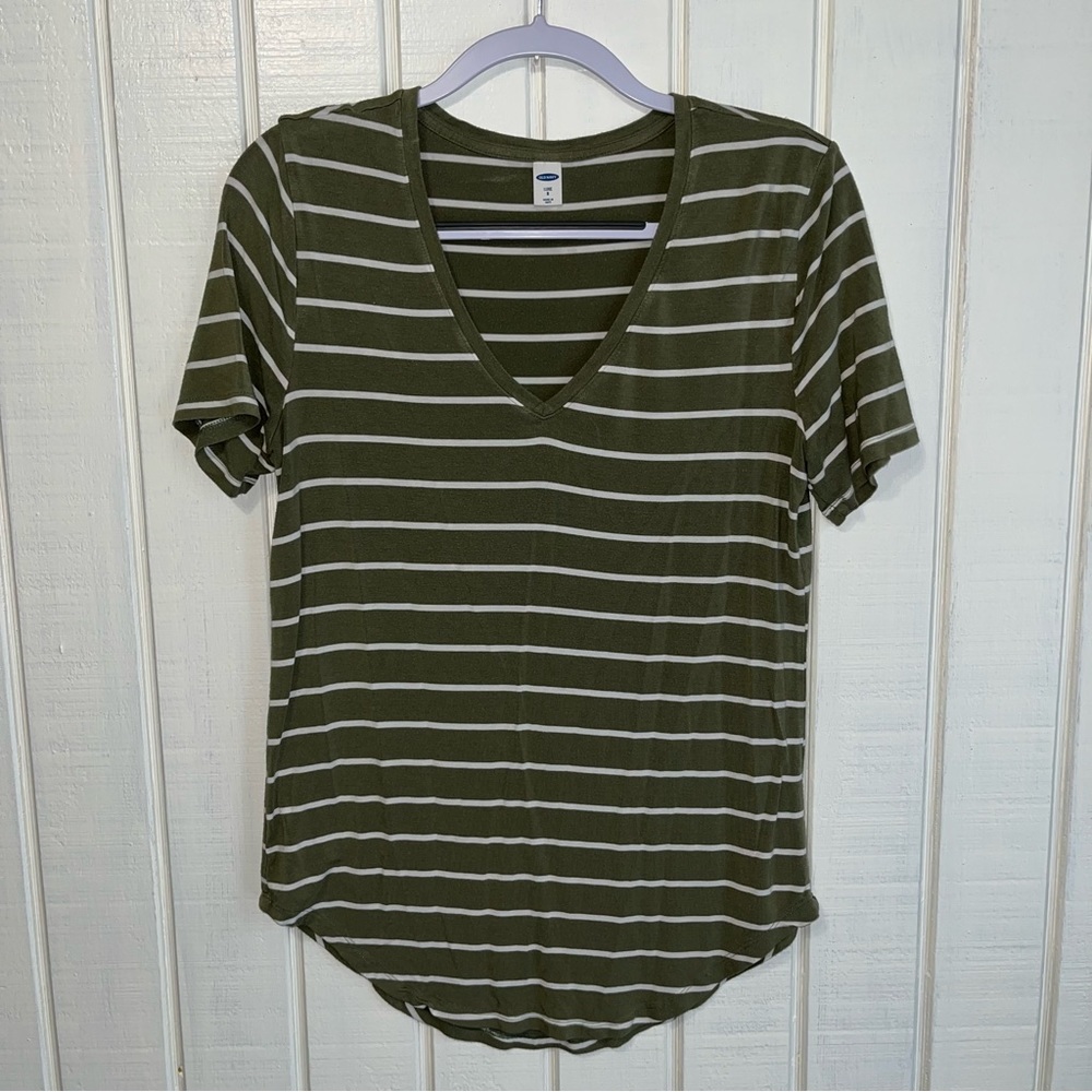 Old Navy Green Striped Luxe Tee